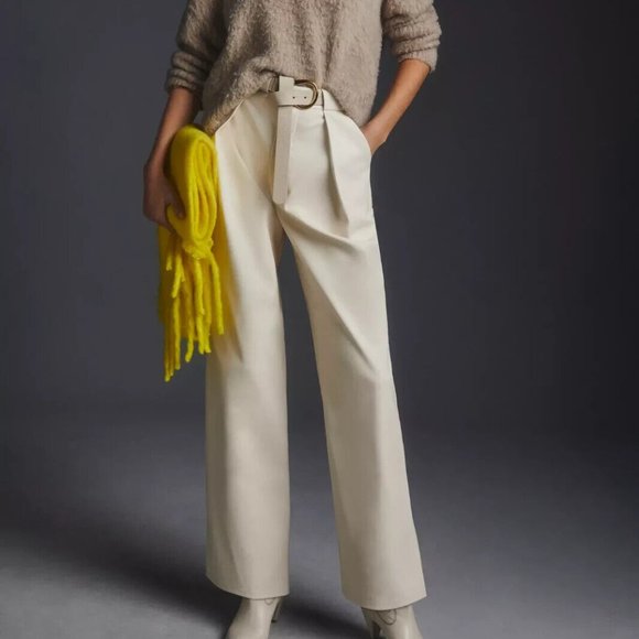 MOTHER 31 High-Waisted Tunnel Vision Pleated Prep Pants Faux Leather Pants NWT - Picture 5 of 6